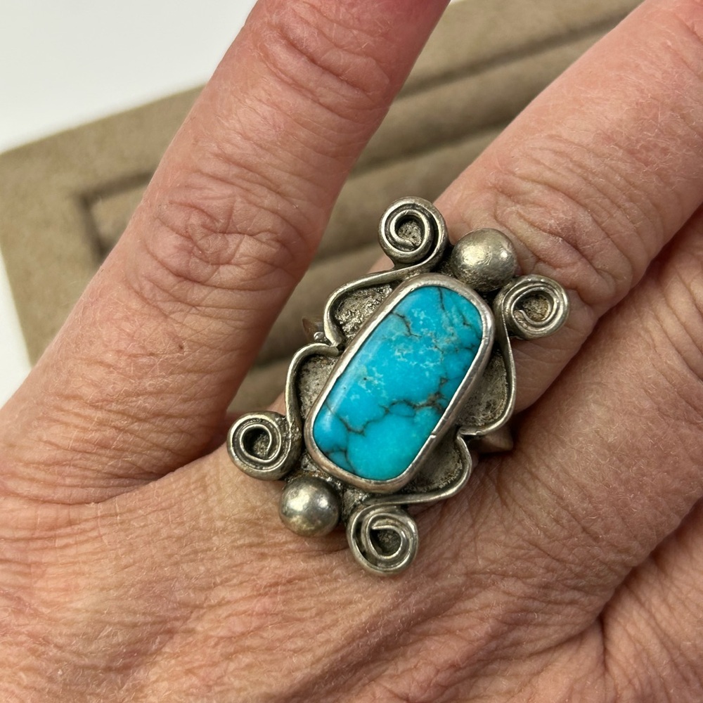 Vintage Silver Turquoise Statement Ring